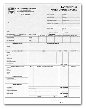 Landscaping Work Order / Invoice 8.5 x 11 (sku: 100028)