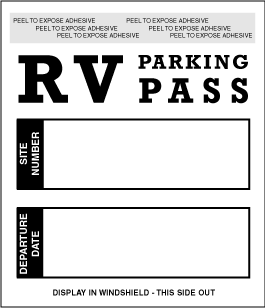 Stock Self Adhesive RV Parking Pass (sku: 200501)