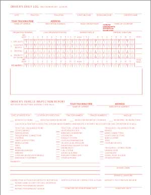 Trucking Company Combination Drivers Daily Log 8.5 x 11